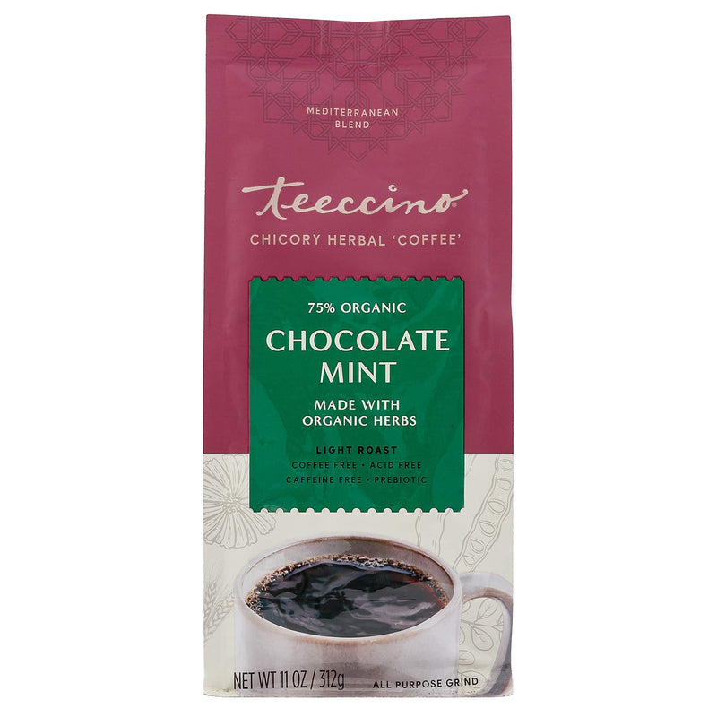[Australia] - Teeccino Chicory Coffee Alternative – Chocolate Mint – Ground Herbal Coffee That’s Prebiotic, Caffeine Free & Acid Free, Light Roast, 11 Ounce 
