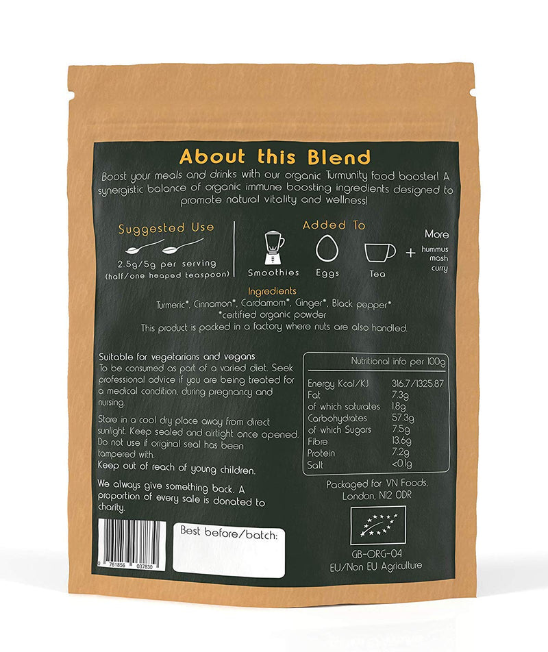 [Australia] - Turmunity Superfood Powder Blend 150g - Premium Organic Food - Vegan & Gluten Free - Rich Ayurveda, Turmeric, Black Pepper and More Formula - Ideal Latte Mix - Made in The UK 