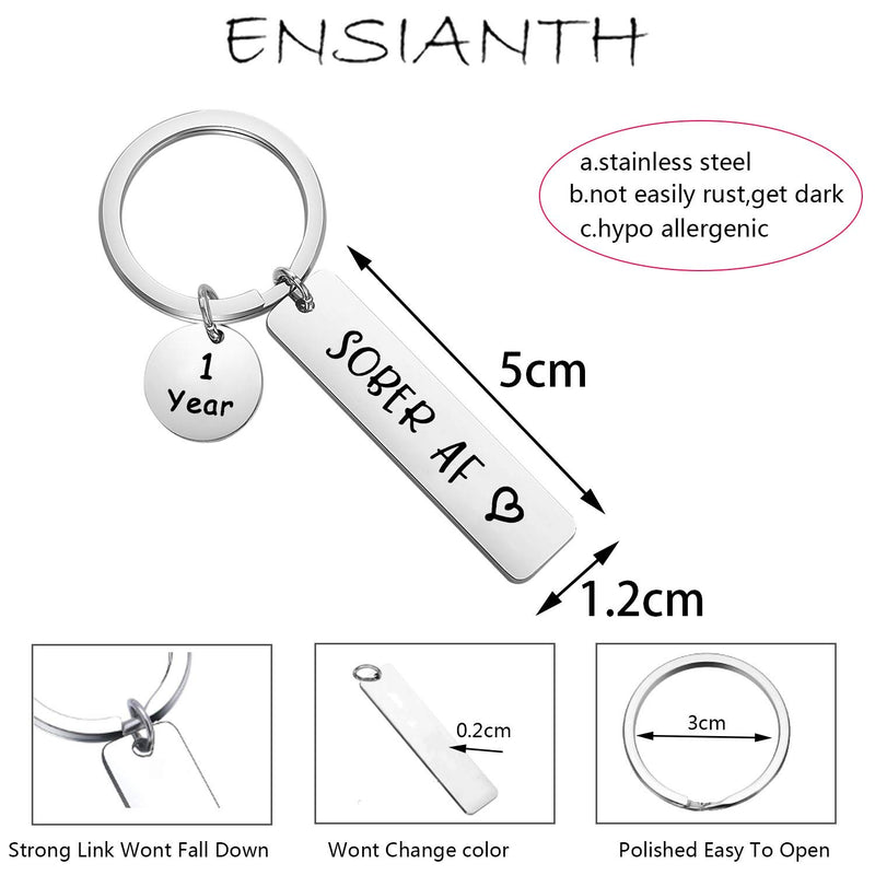 [Australia] - ENSIANTH 1 Year 2 Years 5 Years Sobriety Anniversary Keychain Sobriety Gift AA NA Recovery Jewelry Sober AF Encouragement Gift 1 year key 