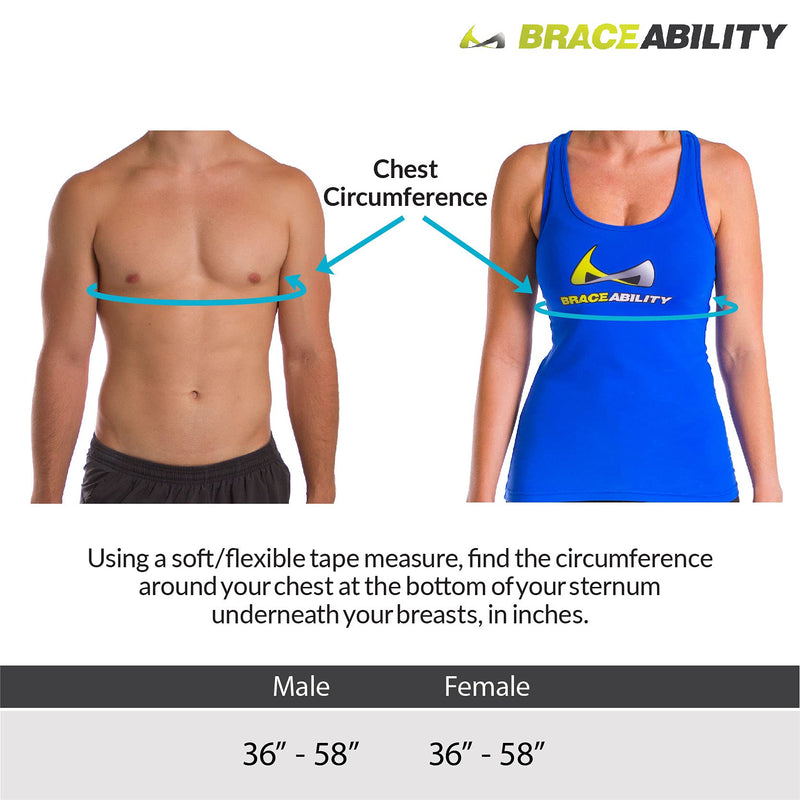 [Australia] - BraceAbility Rib Injury Binder Belt | Women's Rib Cage Protector Wrap for Sore or Bruised Ribs Support, Sternum Injuries, Pulled Muscle Pain and Strain Treatment (Female - Fits 34”-60” Chest) Universal Female 