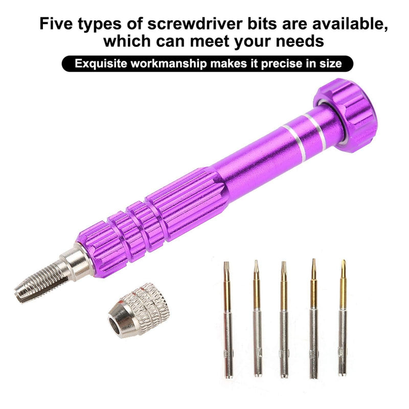 [Australia] - Screwdriver Handle With 5, Jewelry AccessoriesCleaning-CarePrecision Bits Phone Glasses Watch Repair Tool Kit Screwdriver Kit[Purple] 