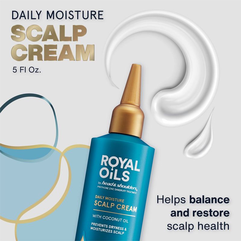 [Australia] - Head and Shoulders Scalp Cream Treatment, Daily Moisture, Anti Dandruff, Royal Oils Collection with Coconut Oil, Scalp Care for Natural and Curly Hair, 5.0 fl oz 