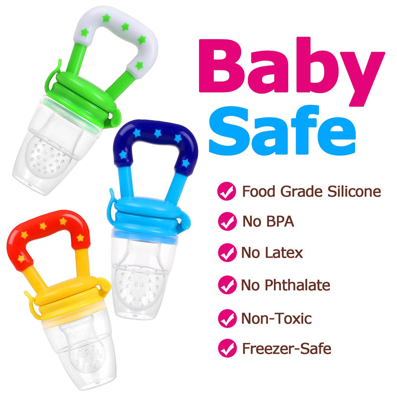 [Australia] - Baby Fruit Feeder JUYOO Weaning Dummies Set Include 3 Pcs Food Feeder Pacifiers with Pacifier Clips Teething Dummy for Babies Infant Toddlers 
