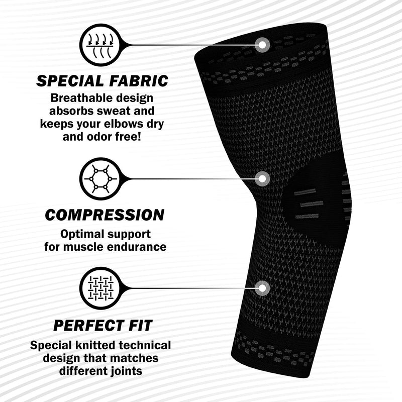 [Australia] - PowerLix Elbow Brace Compression Support (Pair) - Elbow Sleeve for Tendonitis, Tennis Elbow Brace and Golfers Elbow Treatment, Arthritis, Workouts, Weightlifting – Reduce Elbow Pain Black X-Large 