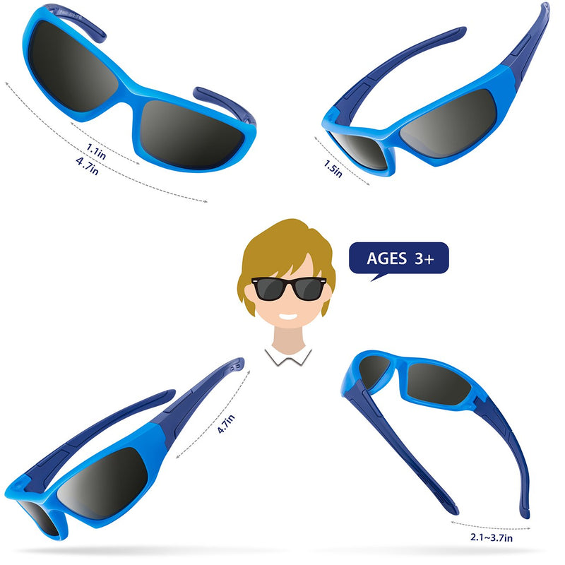 [Australia] - RIVBOS Rubber Kids Polarized Sunglasses With Strap Glasses Shades for Boys Girls Baby and Children Age 3-10 RBK003 Blue&blue 