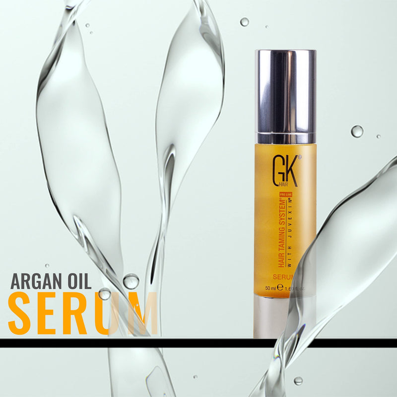 [Australia] - GK HAIR Global Keratin 100% Organic Argan Oil Anti Frizz Hair Serum (1.69 Fl Oz/50ml) Styling Smoothing Strengthening Hydrating & Nourishing Heat Protection Shine Frizz Control Dry Damage Hair Repair Pack of 1 - 50ml 