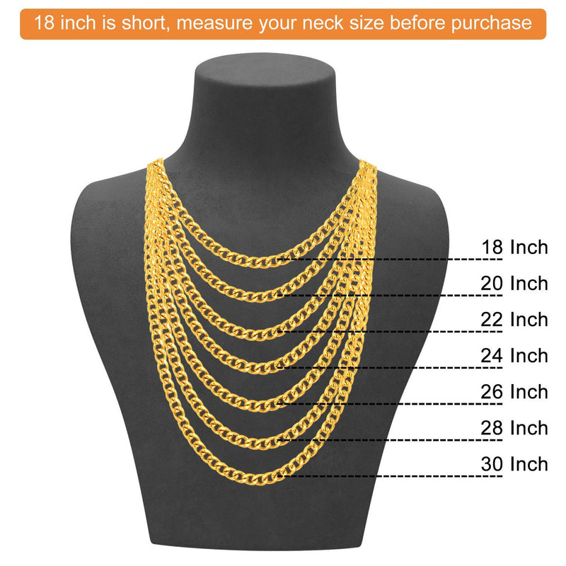 [Australia] - Jewlpire Mens Chain, Gold Chain for Men, Miami Silver Cuban Link Chain Necklace for Men Boys Women, 18K Gold Plated/316L Stainless Steel, 4/6/9mm Width, 18/20/22/24/26/30 Inch 18.0 Inches 4mm-18k gold plated 