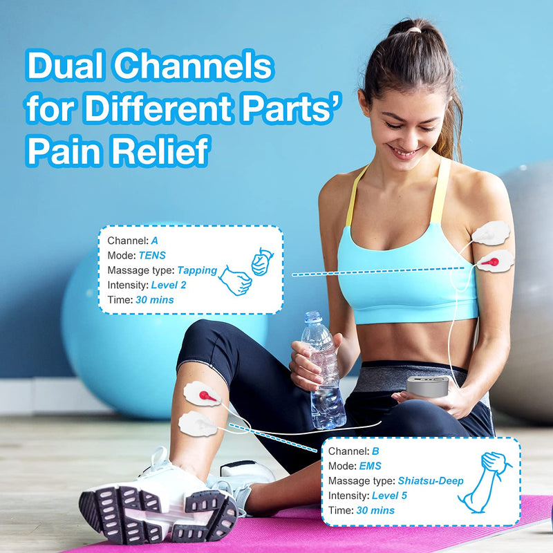 [Australia] - TENS Machine for Pain Relief - Easy@Home Dual Channel TENS Unit + Muscle Stimulator with 16 Modes and 2"x3" Pads – for Back, Sciatica, Leg, Muscle and Joint Pain Relief 