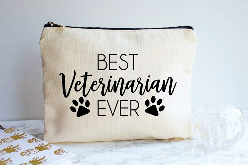 [Australia] - Moonwake Designs Best Veterinarian Ever Makeup Bag - Vet Gift, Veterinarian Gift, Gift for Animal Lover 