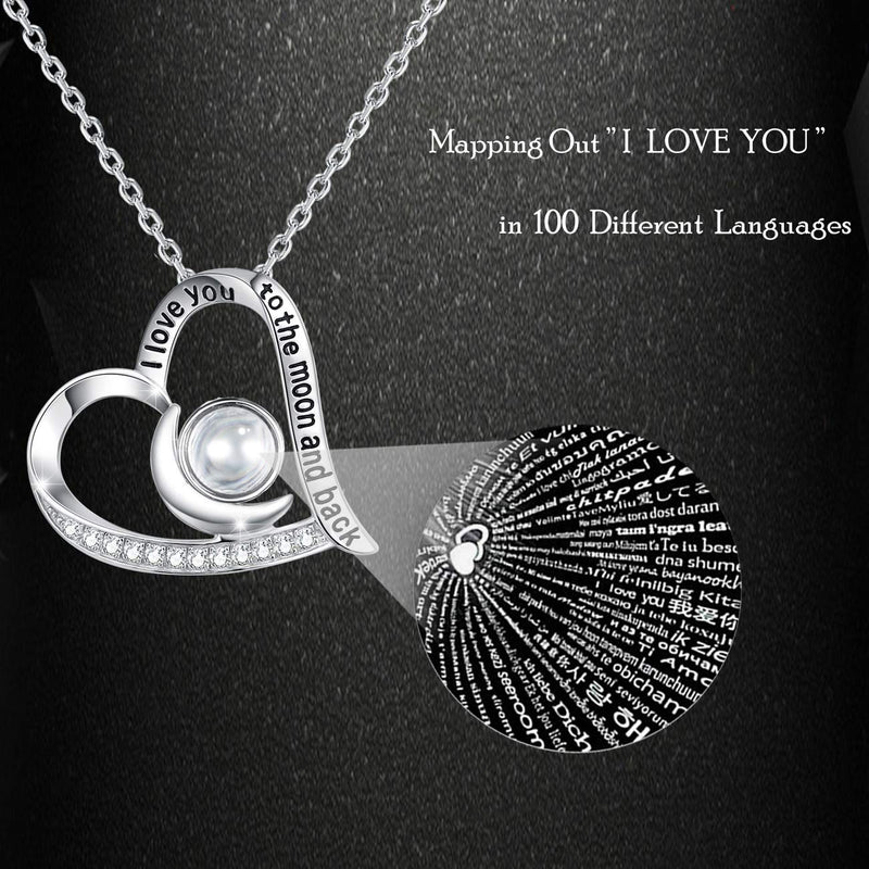 [Australia] - Fine Jewelry for Women I Love You Necklace 100 Languages Birthday Gifts for Mum Wife Teen Girls Sterling Silver I Love You 100 Languages Necklace 