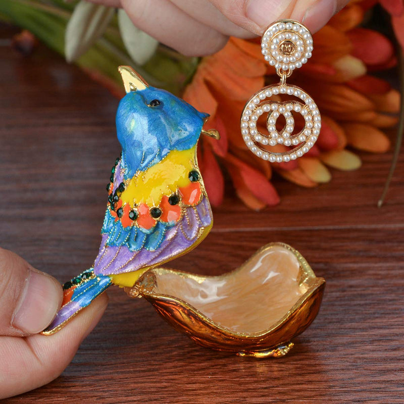 [Australia] - FZJ Hinged Trinket Box Crystal Bird Figurine Bird Home Decor Gift for Bird Lover 