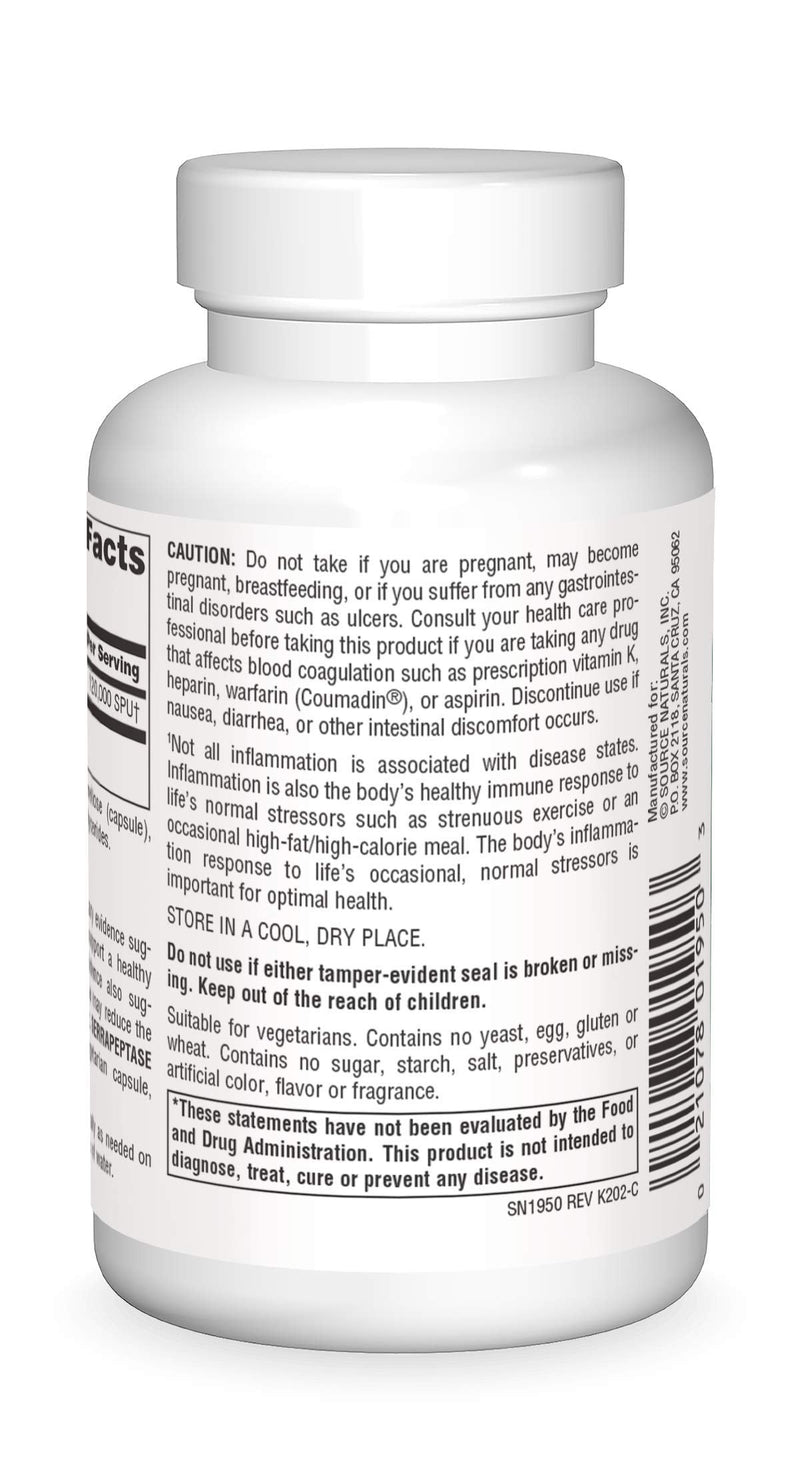 [Australia] - Source Naturals Serrapeptase - Delayed Release Enzyme - 120 Vegetarian Capsules 120 Count (Pack of 1) 