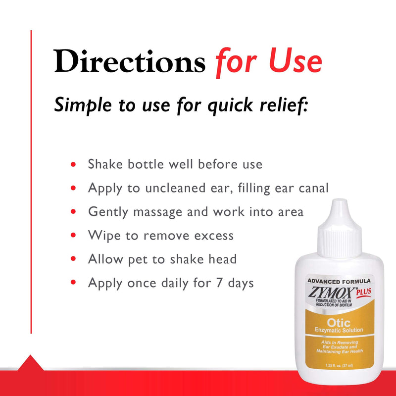 [Australia] - Zymox Advanced Formula Otic Plus Enzymatic Ear Solution for Dogs and Cats Without Hydrocortisone, 1.25oz 