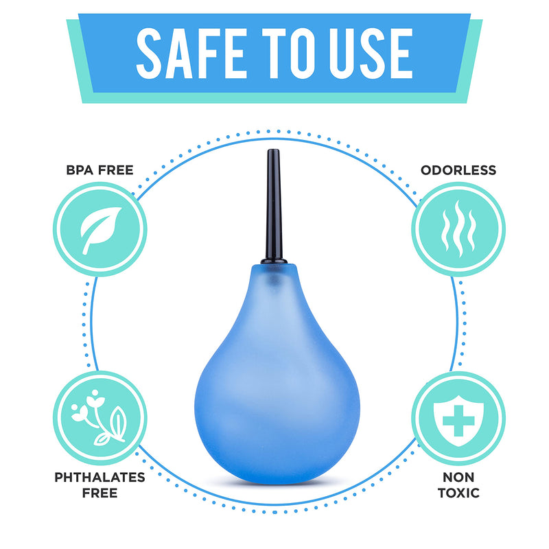 [Australia] - Venus To Mars Clear Enema Bulb – Anal Douche for Men and Women – Easily See Water Level with Clear See Through Design – 7 Ounce Blue Enema Bulb Kit with 2 Nozzles– BPA and Phthalates Free 
