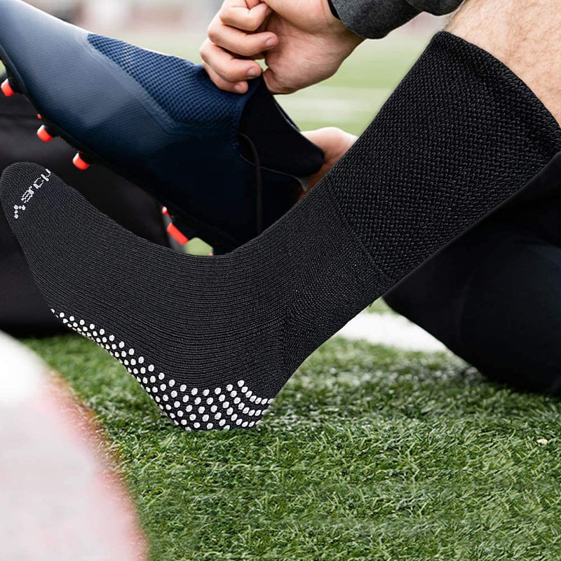 [Australia] - Yacht & Smith 6 Pairs Of Loose Fit Gripper Bottom Diabetic Non-Skid Slipper Black Socks, Grippy Hospital Sock, Wholesale Bulk (6 Pairs Men Gripper Socks, One Size) 6 Pairs Men Gripper Socks 