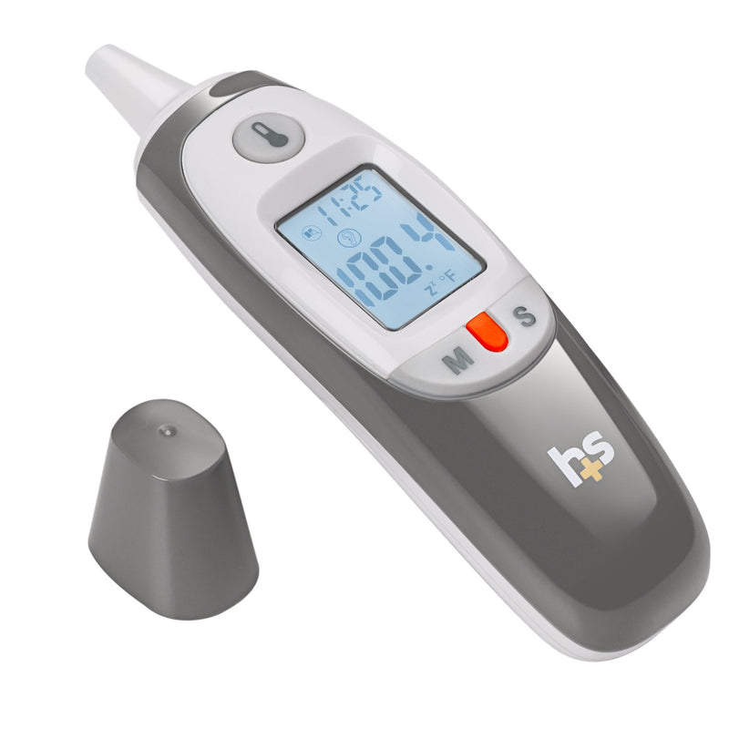 [Australia] - HealthSmart Compact Instant Read Infrared Digital Ear Thermometer, Measures Ambient Air Temperatures, Fahrenheit and Celsius Readings, Gray Ear and Air 