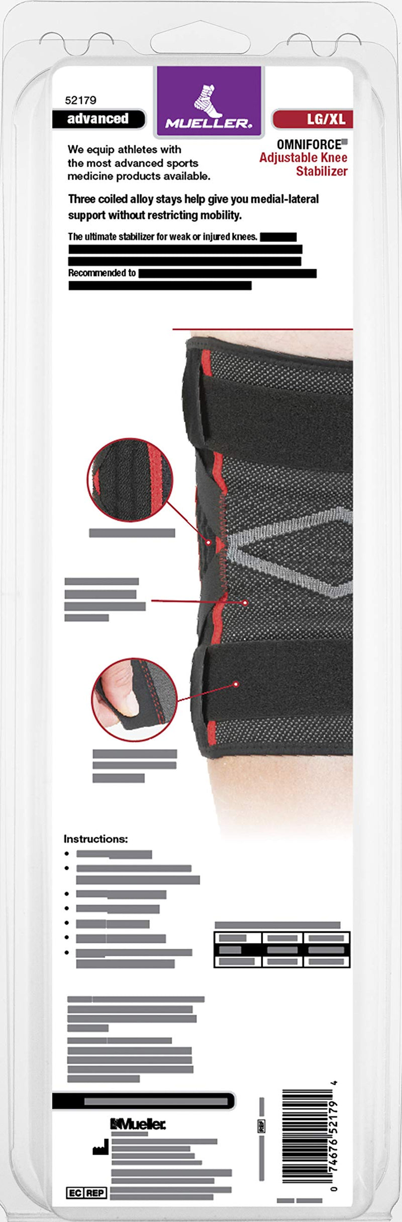 [Australia] - Mueller OmniForce Adjustable Knee Support AKS-500, For Men and Women, Black, L/XL 