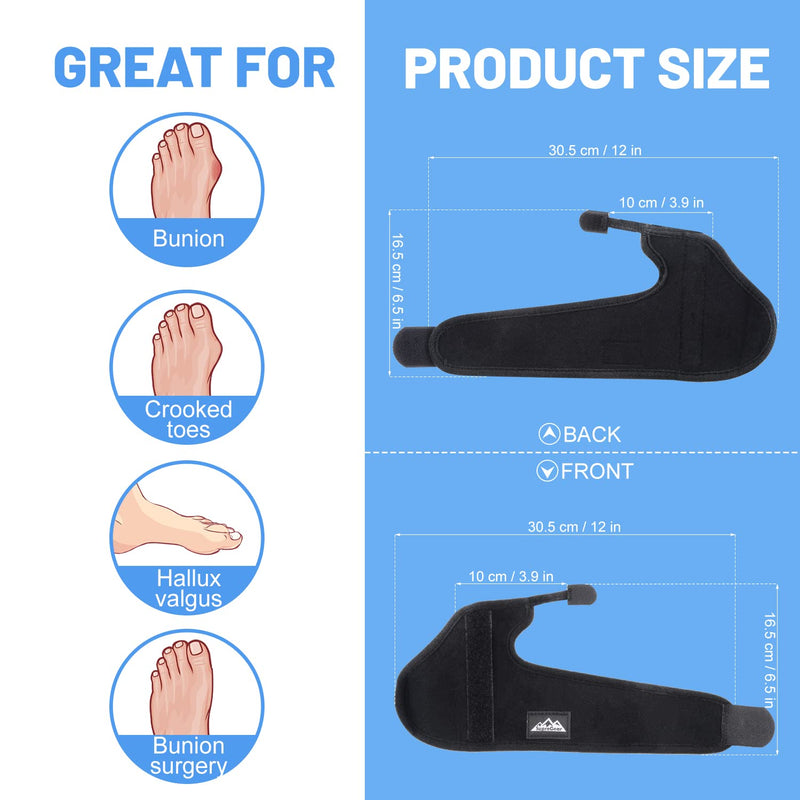 [Australia] - supregear Bunion Splint (1 Pair), Adjustable Toe Separator Straightener Bunion Corrector for Women Men Hallux Valgus Pain Relief Brace for Day/Night Support, Black 