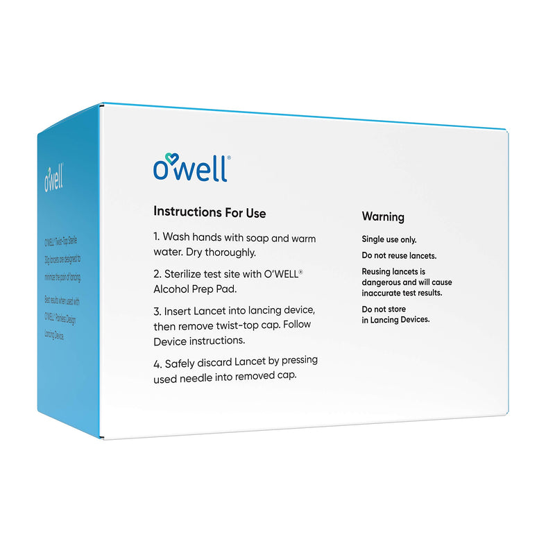 [Australia] - O’Well Twist Top Lancets 30 Gauge, 300 Count | Thin Needle Lancets for Blood Glucose & Keto Testing | Box of 300 Sterile Lancets 300 Count (Pack of 1) 