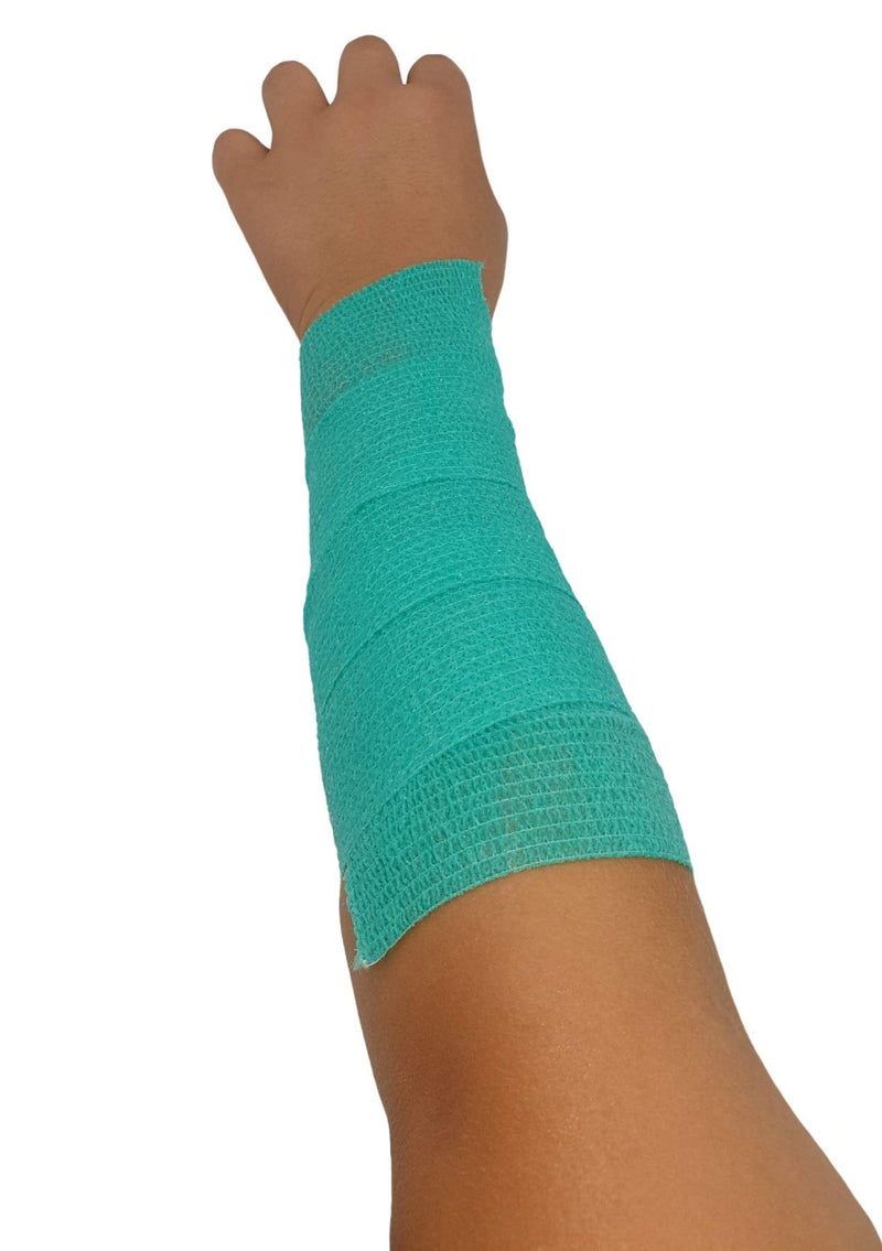 [Australia] - PintoMed - 10 x Green - Cohesive Bandage Stretched 10 Rolls x 10 cm x 4.5m Self-Adhesive Flexible Bandages, First Aid Sports Wrap Bandages - Pack of 10 