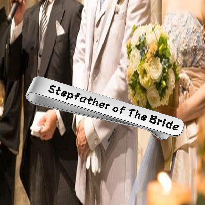 [Australia] - BEKECH Stepfather of The Bride Gift Step Father of The Bride Tie Clip Groom Step Father in Law Wedding Day Wedding Party Gift for Stepdad Bride Dad Jewelry silver 