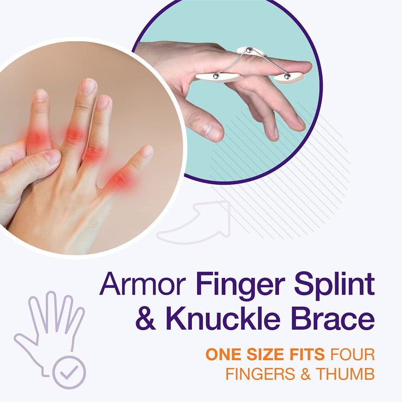 [Australia] - Armor Finger Extension Splint, Knuckle Brace for Injury, Arthritis, Tendinitis, PIP Joint Tightness, and Boutonniére Deformities with Adjustable Bilateral Wires, All Ages, Large Large (Pack of 1) 