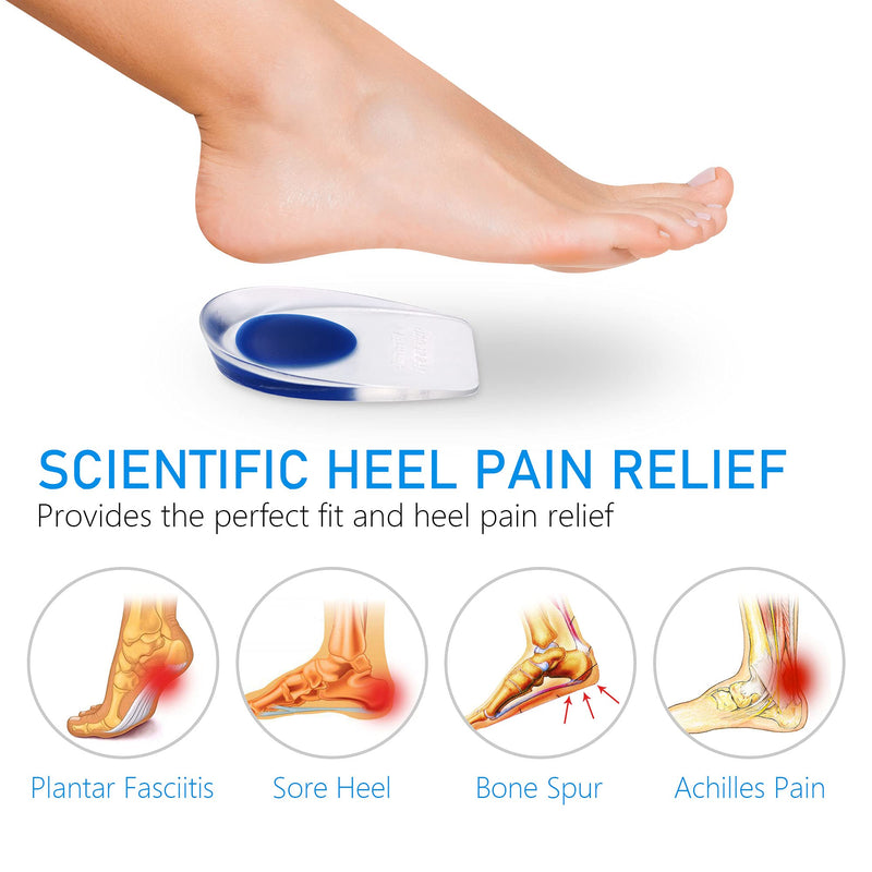 [Australia] - Dr.Pedi Heel Cups for Heel Pain Silicone Heel Cushion Inserts for Women Insole Shoe Inserts for Plantar Fasciitis Relief Blue-white*3 