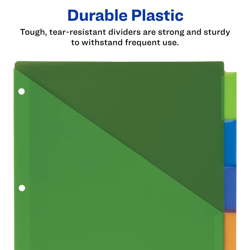 [Australia] - Avery Big Tab Insertable Pocket Plastic Dividers for 3 Ring Binders, 5-Tab Set, Multicolor, 1 Set (11902) 5 Tabs 