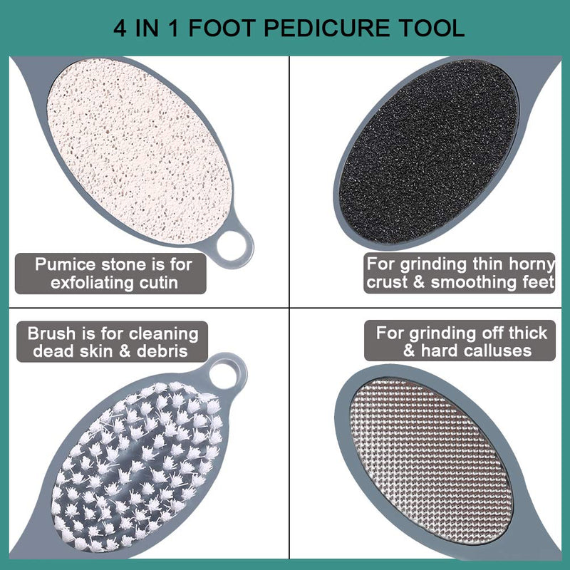 [Australia] - CAREHOOD Foot File Callus Remover - Multi Purpose 4 in 1 Feet Pedicure Tools with Foot Scrubber, Pumice Stone, Foot Rasp and Sand Paper for Home Foot Care (Grey Pedicure Foot File) Grey Pedicure Foot File 