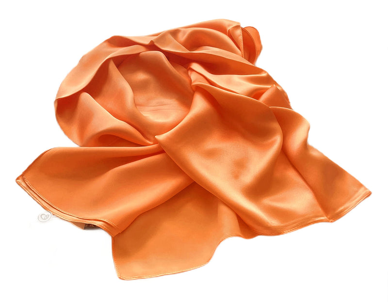 [Australia] - Prettystern - 200 x 70 cm plain crepe satin heavy silk long silk scarf in uni color - color selection 78.7" X 27.6" Orange 