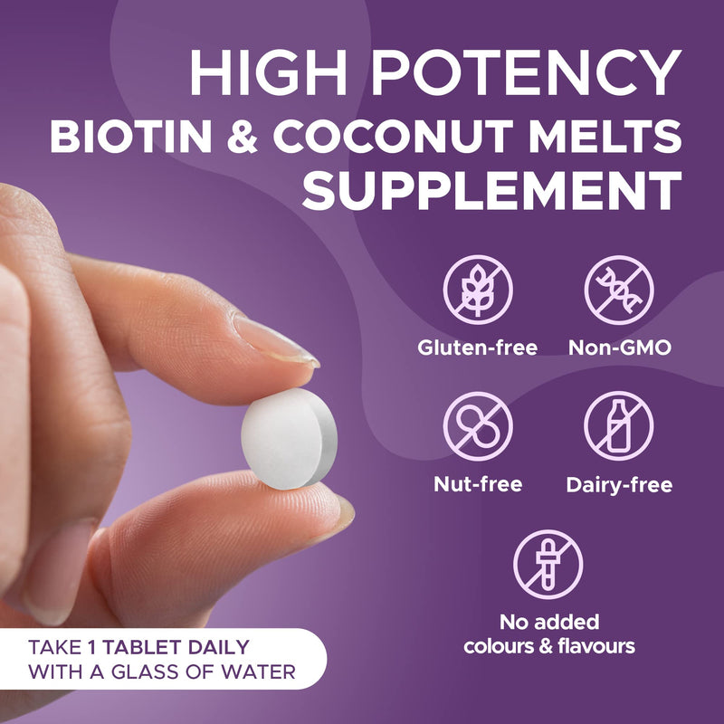 [Australia] - Biotin & Coconut Melts for Hair Growth, Hair, Skin & Nails Vitamin Supplement, Tropical Berry Flavour, Vegan, Promotes Healthier Thicker Hair, Daily Vitamins, 3 Month Supply 