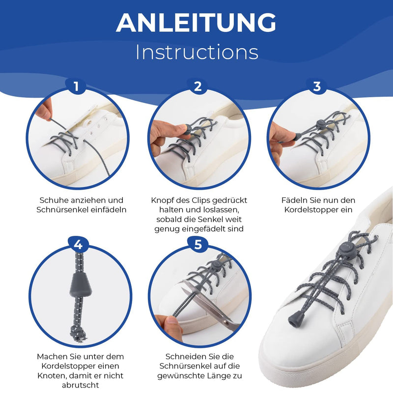 [Australia] - EVEREST FITNESS Elastic Laces Sports No Tie Shoe Laces Adjustable With Quick Release Fasteners For Kids, Adults, Running, Cycling & Exercise Grey 