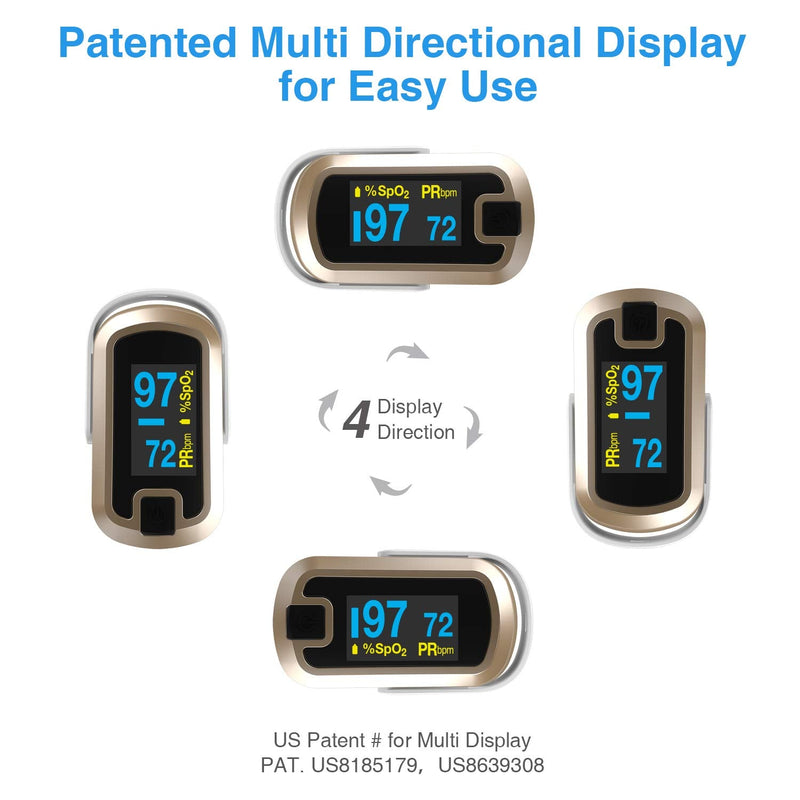 [Australia] - mibest OLED Finger Pulse Oximeter, O2 Meter, Dual Color White/Luxury Gold 