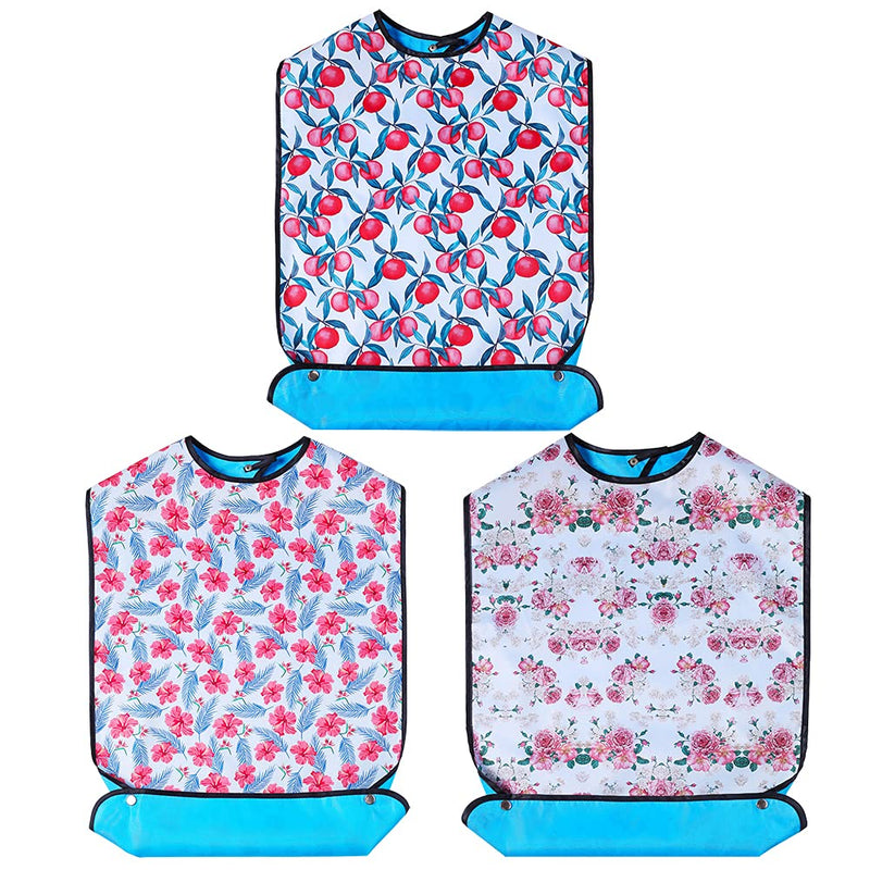 [Australia] - YELAIYEHAO Adult Bib for Eating Washable Reusable Waterproof Clothing Protector with Optional Crumb Catcher34" x 18" D SET 3pack 