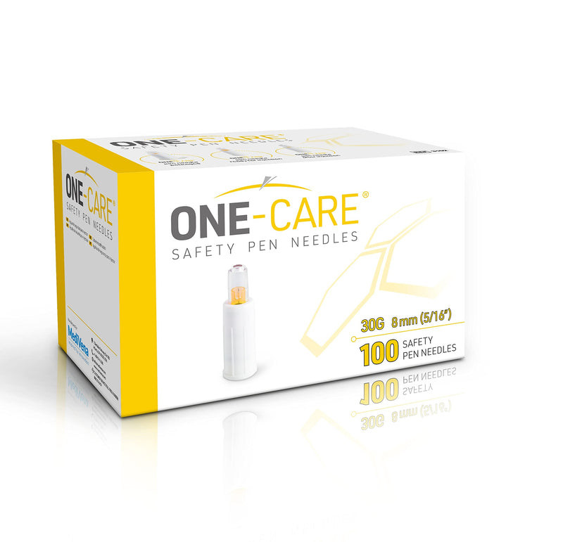 [Australia] - MediVena ONE-CARE Safety Pen Needles, 30G, 8mm, Box of 100, Safe Injection, Compatible with Most Pen injectors 