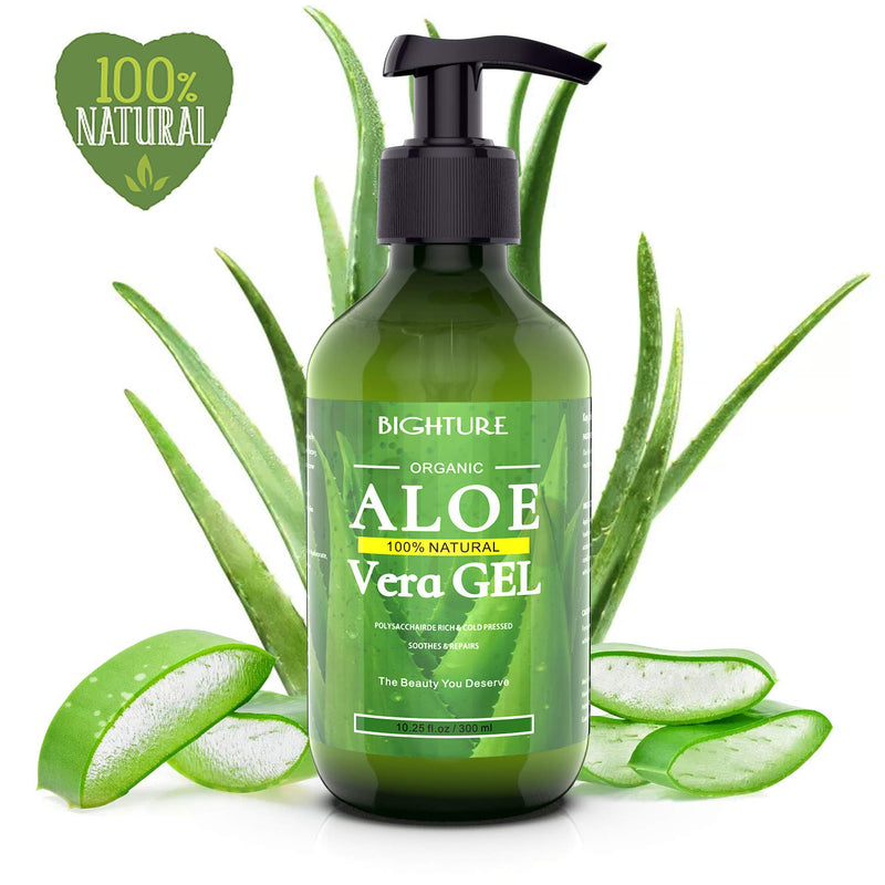 [Australia] - Bighture Aloe Vera Gel, 100% Aloe Vera Organic from Freshly Cut Aloe Leaves, Skin Care for Deeply & Rapidly Soothing, Firming, After Shave, Sunburn Relieve, etc 10.25 Fl Oz (Pack of 1) 