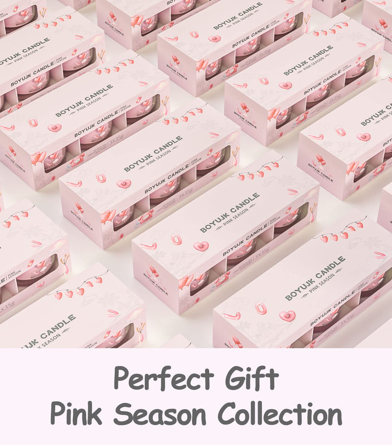[Australia] - Candles Gifts for Women | Scented Candles Gift Set for Anxiety | 3 Scented Filled Votive Candles | Relaxation Gifts for Women (Pink Season Collection) Pink 