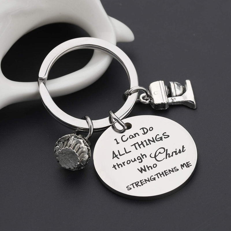 [Australia] - LQRI Baker Gift Pastry Chef Gift I Can Do All Things Through Christ Who Strengthens Me Keychain Baking Gift Culinary Student Graduation Gift sliver 