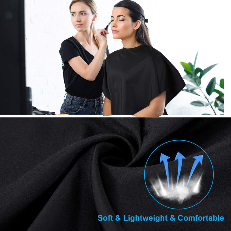 [Australia] - 2 Pieces Makeup Cape Beauty Salon Barber Bib Smock Hair Dye Coloring Shampoo Cutting Styling Cape Apron with Hook and Loop Fastener for Cosmetic Artist Hairdresser, 31.5 x 26.5 Inch (Black) Black 