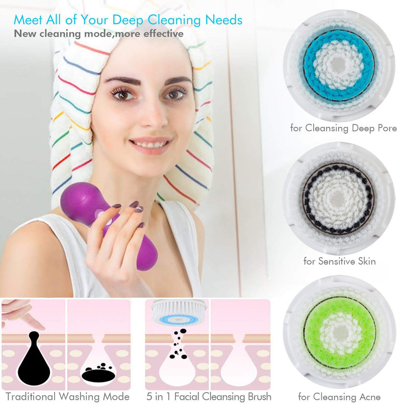 [Australia] - Replacement Facial Cleansing Brush Heads for Cleansing Acne (green, 2 pack) 