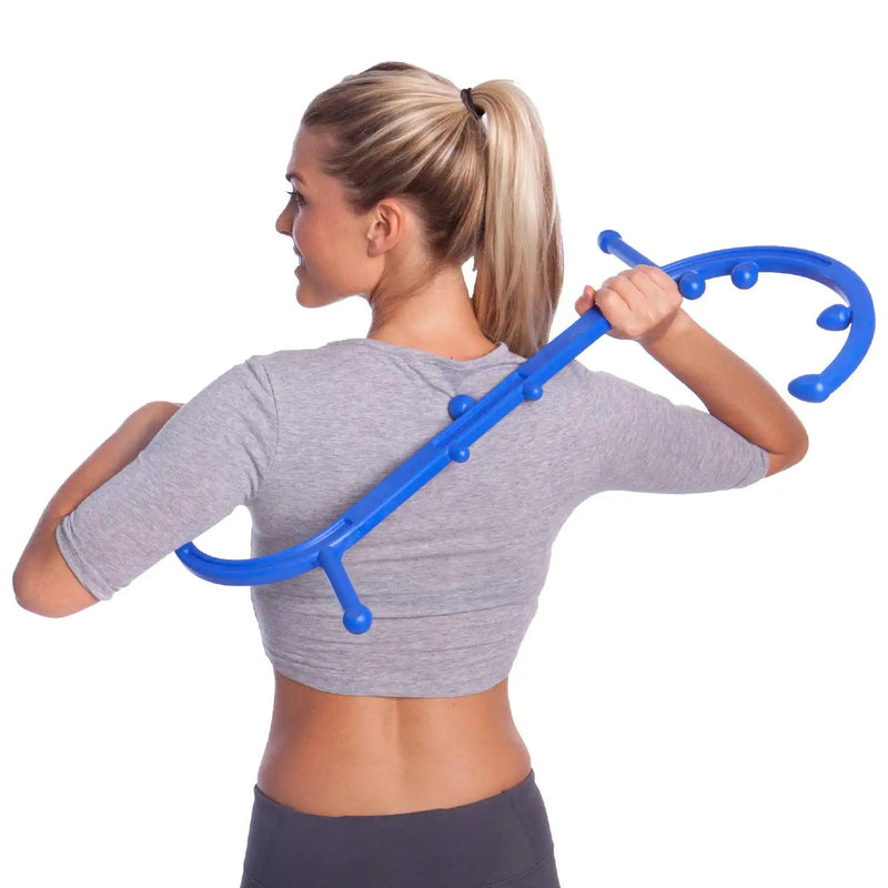 [Australia] - Body Back Buddy Classic - Trigger Point Massage Tool, Neck and Back Massager Handheld, Manual Self Massager, Massage Cane, Muscle Knot Remover with Instructions (Blue Marbled) Blue Marbled 