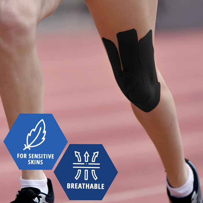 [Australia] - Medpride Kinesiology Tape - Latex-Free Athletic Tape for Pain Relief, Injured Muscle Support- Therapeutic Sports Tape Stabilizes Knee, Muscle & Joints- 1 Uncut Tape Roll [2” x 16.4 Feet] Black 