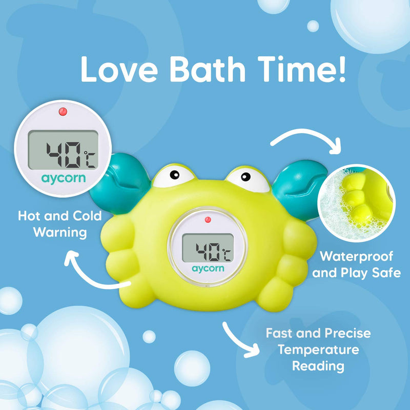 [Australia] - Aycorn Digital Baby Bath and Room Thermometer. Fast and Accurate Water Readings with LED Warning Alarm Ensures Your Child's Safety. Cute Floating Bathtub Toy Makes Perfect Bathtime Fun for Infants 