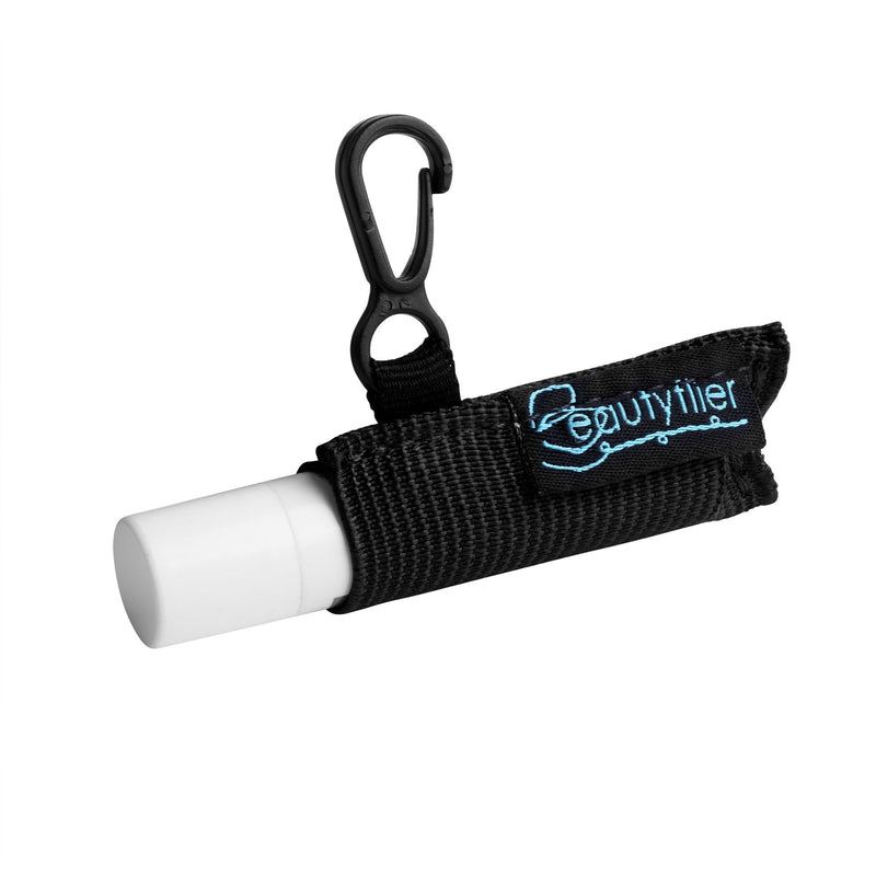 [Australia] - Beautyflier Pack of 5 Clip-on Sleeve Chapstick Pouch Keychain Lipstick Holder Elastic Lip Balm Holder Travel Accessories (Black) Black 