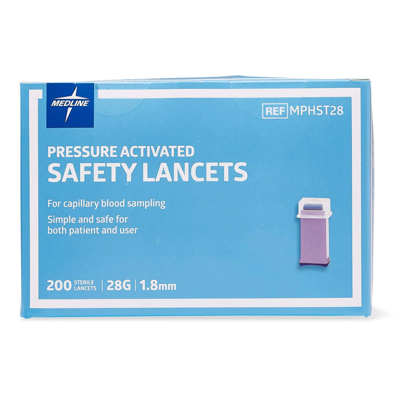 [Australia] - Medline Safety Lancets, Pressure Activation, 28G x 1.8 mm, 200 Count 