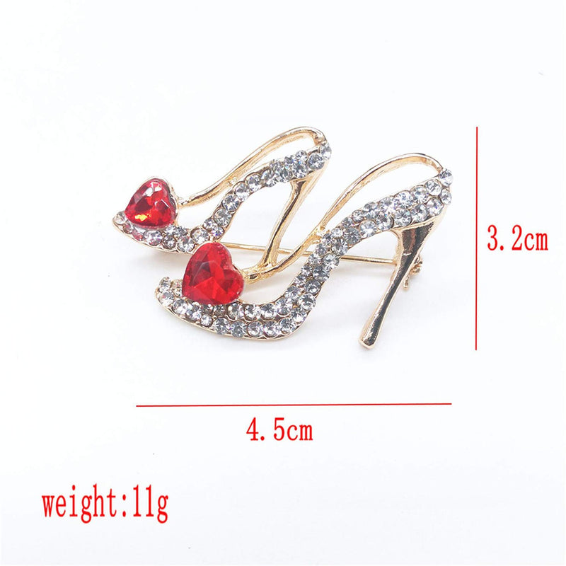 [Australia] - SONGLIN 3pcs Multicolor Red Rhinestone Crystal Bird Flower High Heels Brooch Pin Set for Women colorful 