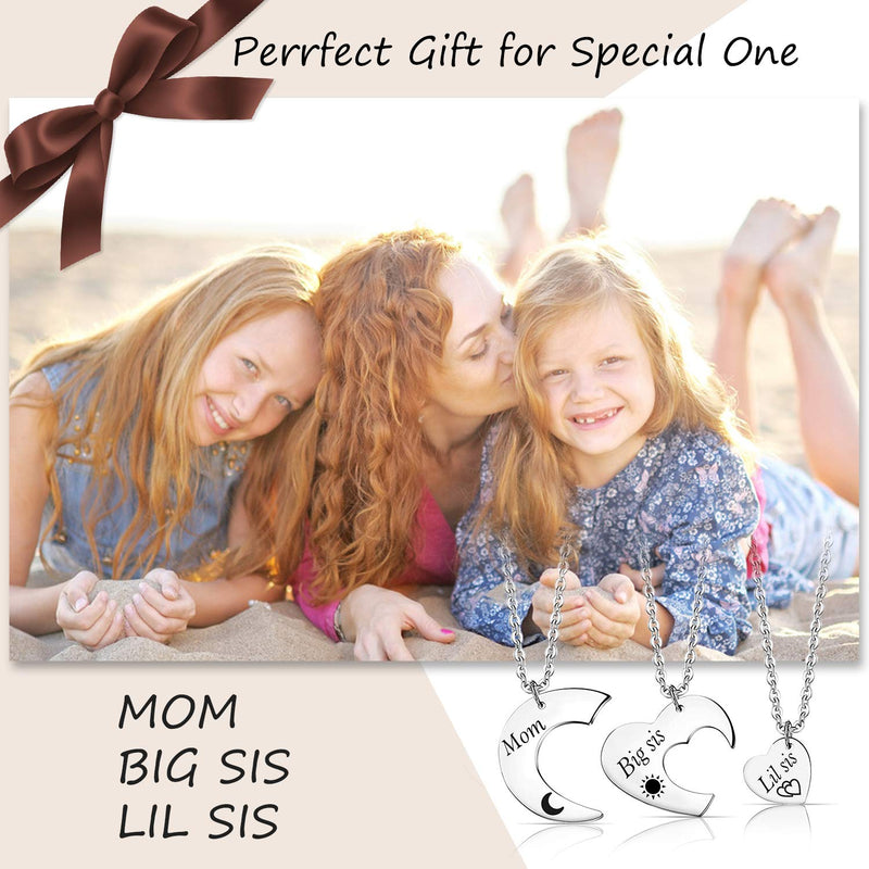 [Australia] - EIGSO Mother Daughter Necklace 2 3 pcs Mom Sister Jewelry Heart Love Dangle Charm Necklace Sister Mom Big Little Sister Necklace Necklace set for 3 