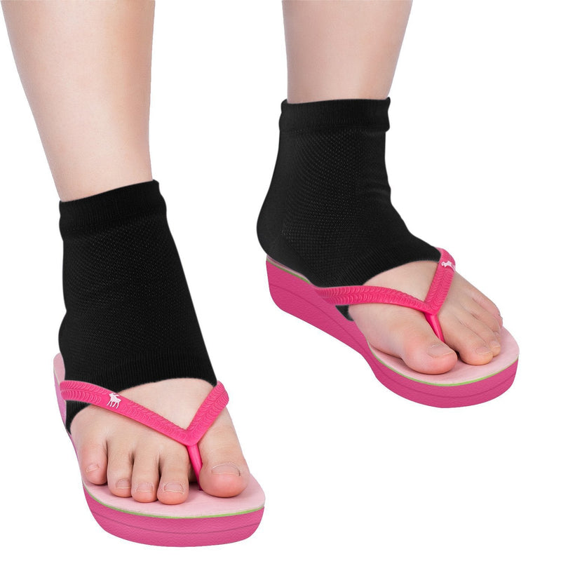 [Australia] - Bememo 3 Pairs Soft Ventilate Gel Heel Socks Open Toe Socks for Dry Hard Cracked Skin Moisturizing Day Night Care Skin (Black, Regular Size) 