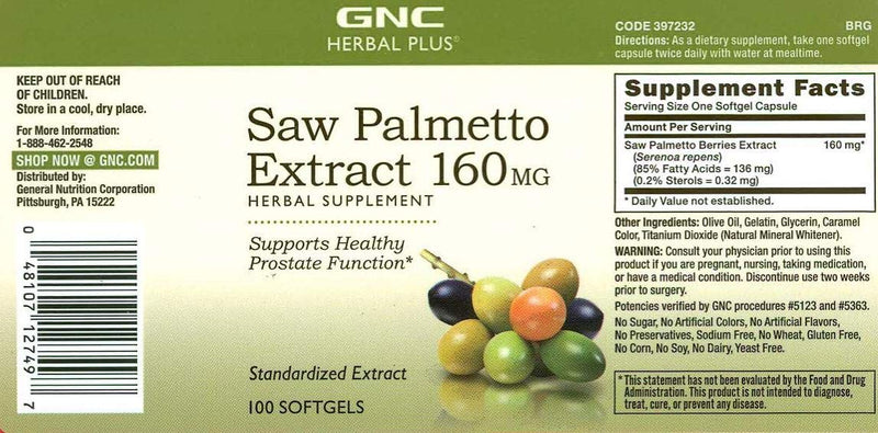 [Australia] - GNC Herbal Plus Saw Palmetto Extract 160mg 