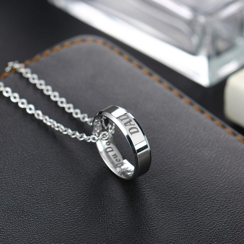 [Australia] - Mom Dad Daughter Son I Love You Ring Pendant Necklace Gifts For Family Member Ring Necklace 